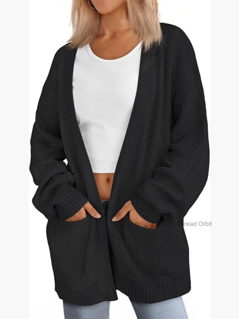 Oversized Knit Cardigan Sweater with Pockets, Soft Loose Fit